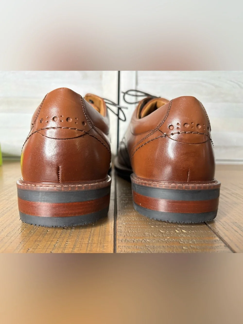 Nunn Bush Cognac Brown Leather Plain Toe Oxford Dress Shoes US Men's 13 M